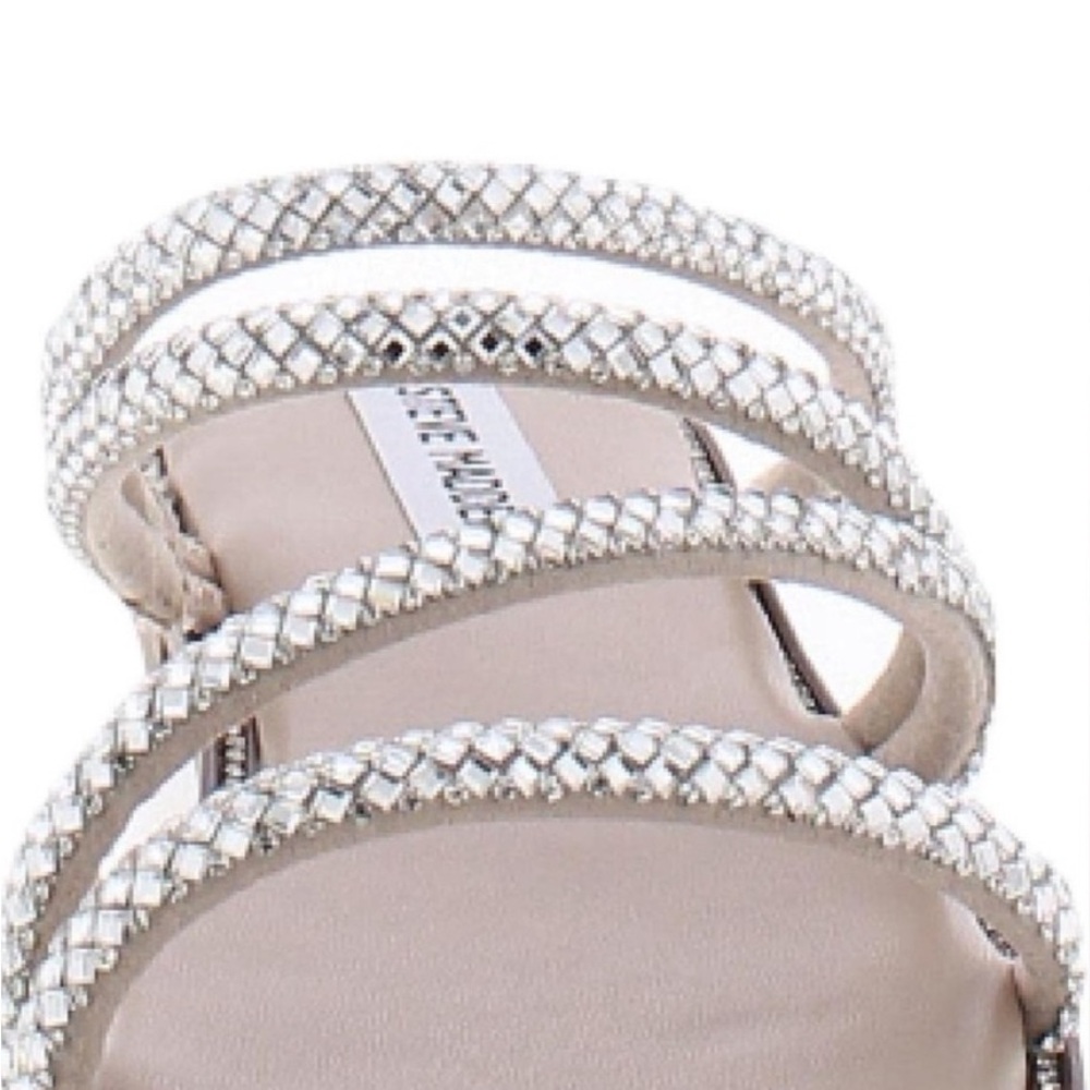 New Steve Madden Silver Rhinestone Sandals - Picture 4 of 5